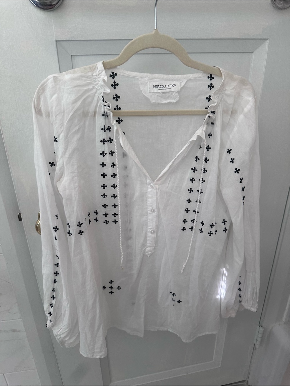 Emerson Fry White Tunic with Black Cross Embroidery